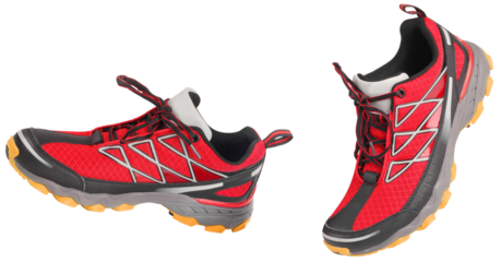 Running red sport shoes isolated