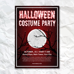 happy halloween costume party full moon place text brochure design wall print poster template