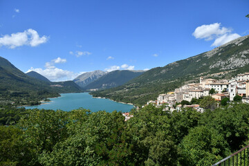 Panoramic view of Barrea, a village in abruzzo region in Italy.