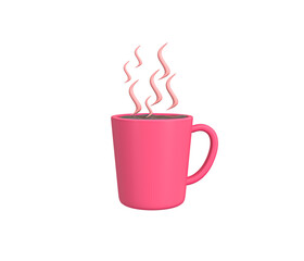Hot Coffee mug with smoke icon. Hot coffee mug and tea cup 3D icon. Strong coffee in espresso cup and smoke. Food, Beverages Icon. Mug icon. Hot drink, Tea, coffee.  In transparent png
