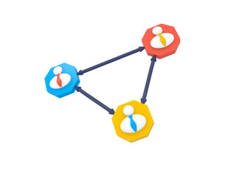 Share icon in 3D rendered illustration. Network, connected symbol in minimal style. Corporate people connected with each other. sharing 3D symbol. Sharing sign. In transparent png