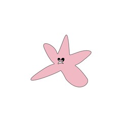 Pink starfish cartoon character with facial expression
