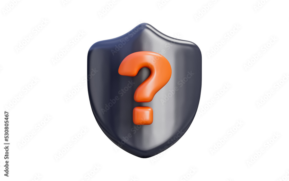 Aufkleber security shield question mark sign on dark background 3d render concept for protection problem