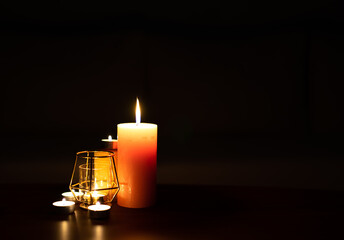burning candle in the dark, Lit Candles