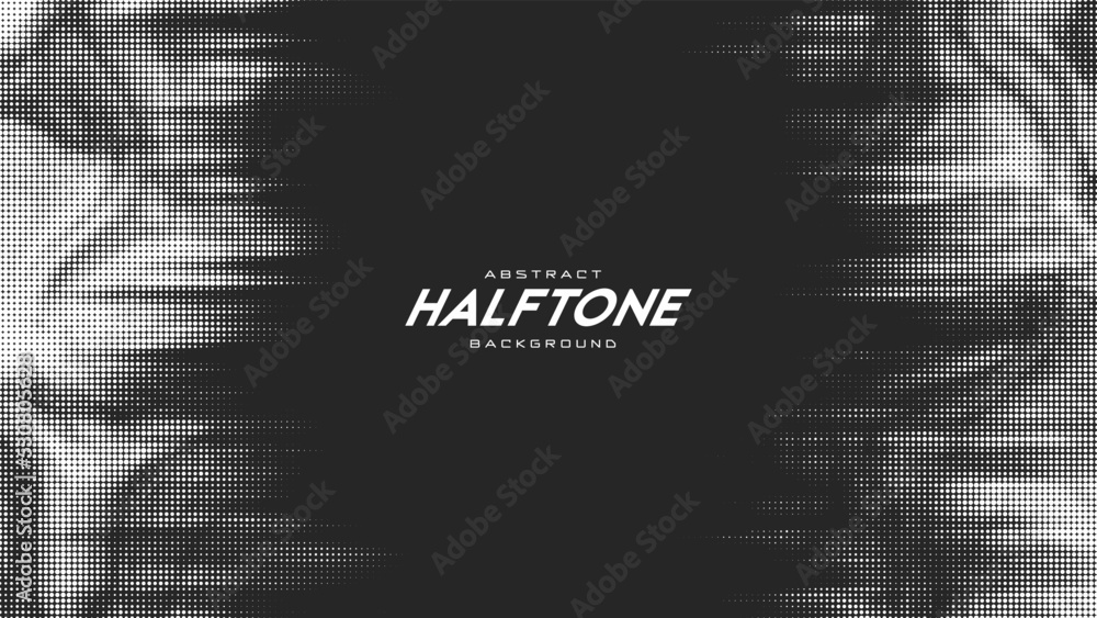 Poster abstract vector torn monochrome halftone background. scrathed dotted texture element.