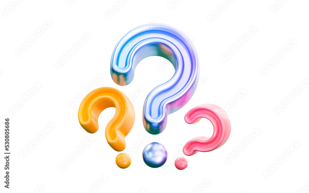 Fototapete questions mark sign 3d render concept for problem confusions exam asking inquiries 