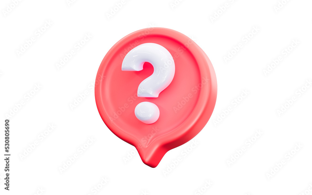 Poster bubble chat with question sign 3d render concept for problems confusion interrogator