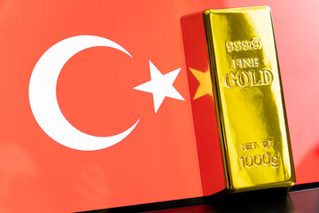 gold bar is on the national flag of tunis, tunisian Gold Reserve concept