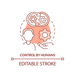 Control by humans orange concept icon. Algorithm. Disadvantage of AI marketing abstract idea thin line illustration. Isolated outline drawing. Editable stroke. Arial, Myriad Pro-Bold fonts used