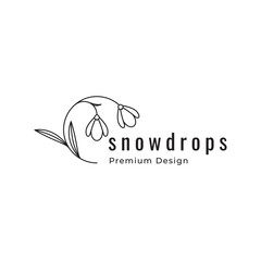 snowdrop flower logo minimal design vector graphic icon symbol