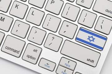 national flag of israel on the keyboard on a grey background .3d illustration