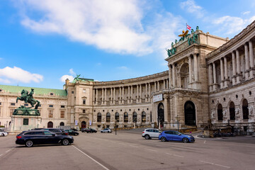 Hofburg palace and statue of Prince Eugene on Heldenplatz, Vienna, Austria