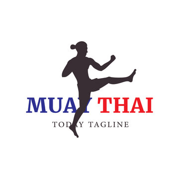 muay thai sport logo design vector illustration