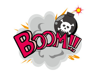 髑髏マークのついた爆弾　爆発　イラスト