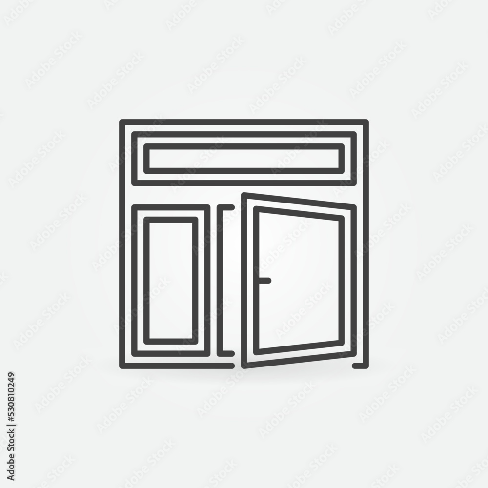 Poster big opened window vector concept linear icon