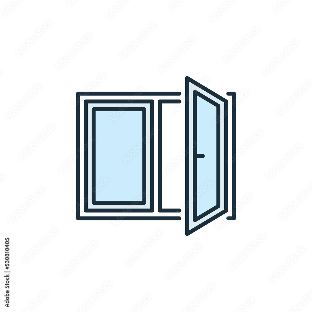 Poster opened window vector concept colored simple icon