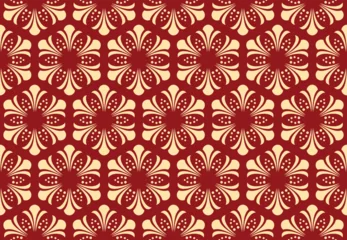 Poster Flower geometric pattern. Seamless vector background. Gold and red ornament. Ornament for fabric, wallpaper, packaging. Decorative print © ELENA