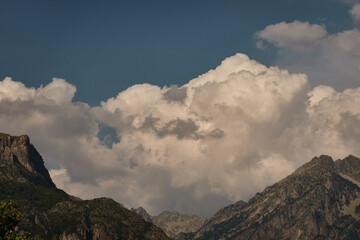 Clouds over the Pyrenees mountains. Huesca. Aragon. Spain