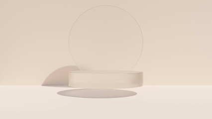 3D rendering Product display podium stand on Brown background. Mock up for the presentation. cylinder. Cosmetic for Beauty product.