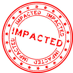 Grunge red impacted word round rubber seal stamp on white background