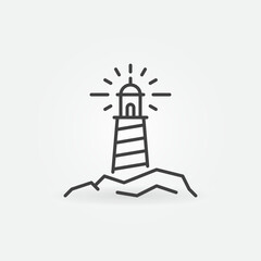 Lighthouse on the Rocks outline vector concept icon