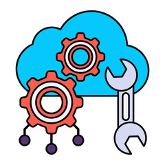 configuration management Concept, Remote Data Settings Vector Icon Design, Cloud Processing Symbol, Computing Services Sign, Web Services and Data Center stock illustration