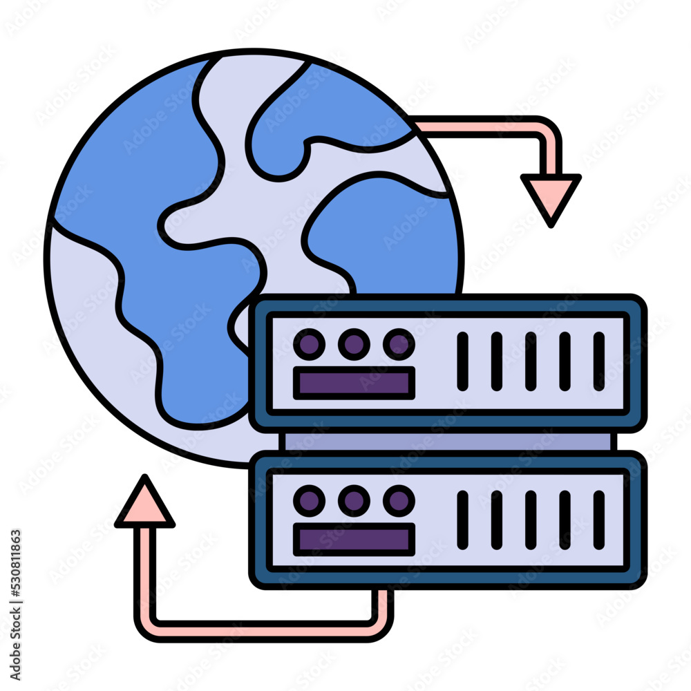 Poster content delivery network concept, proxy or anonymous vpn vector icon design, cloud processing symbol