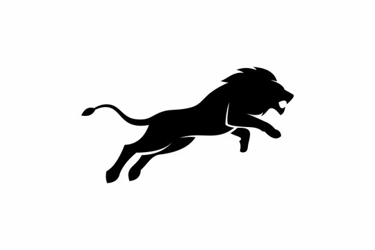lion jump logo icon designs vector black illustration
