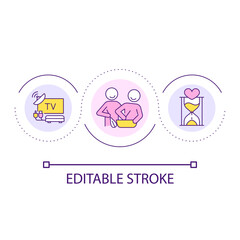 Relationship goals loop concept icon. Cooking together abstract idea thin line illustration. Intimate activity. Culinary show. Isolated outline drawing. Editable stroke. Arial font used