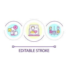 Video call in long distance relationship loop concept icon. Sense of connection abstract idea thin line illustration. Constant communication. Isolated outline drawing. Editable stroke. Arial font used
