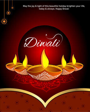 happy diwali card red background design