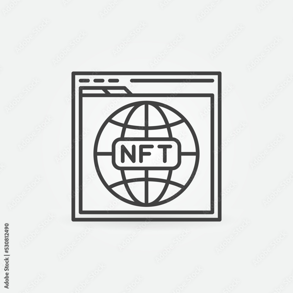 Poster nft domain names outline icon. browser vector line symbol