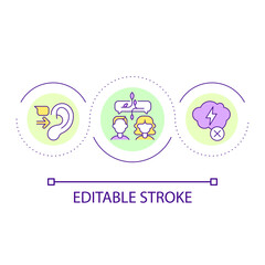 Fototapeta premium Healthy communication in relationships loop concept icon. Marital listening skill abstract idea thin line illustration. Managing conflicts. Isolated outline drawing. Editable stroke. Arial font used