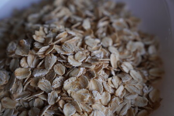 Close-up of oatmeal in a white bowl
