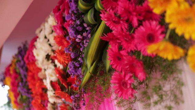 A Colorful flower decoration in wedding hall
