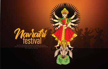 Illustration of couple playing Garba and Dandiya night in Navratri Celebration for Navratri festival of India, Dussehra festival