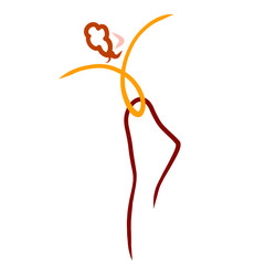 birdlike woman doing gymnastics or dancing, color abstract pattern