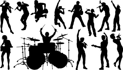 Silhouettes Rock or Pop Band Musicians