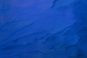 Blue rich watercolor background. Paper texture, paint.