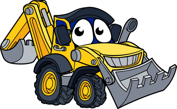 Digger Bulldozer Cartoon Character