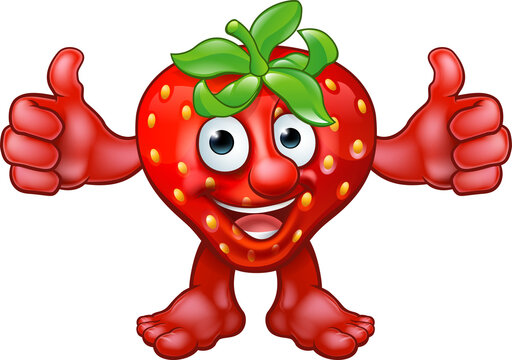 Cartoon Strawberry Fruit Mascot Character