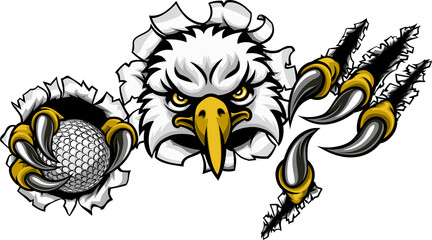 Eagle Golf Cartoon Mascot Ripping Background
