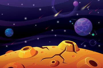 Fantasy planet landscape. Cartoon space game background © LadadikArt