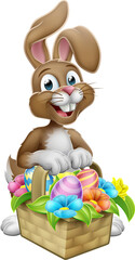 Easter Bunny Rabbit Eggs Hunt Basket Cartoon