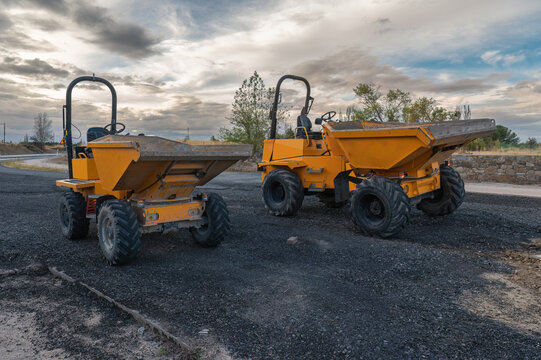 Small dumper at a road construction site