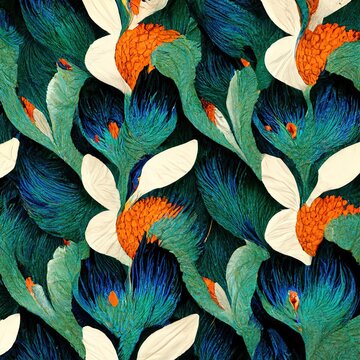 Feathers And Plumage Repeating Background Pattern