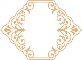 Golden vintage monogram frame. Decorative flourish border