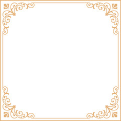 Luxury golden border. Vintage frame with decorative foliage