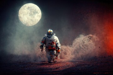 Man going on the moon, 3d render
