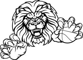 Lion Basketball Ball Sports Mascot